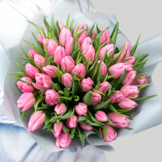 Букет из 51 розового тюльпана вид 2